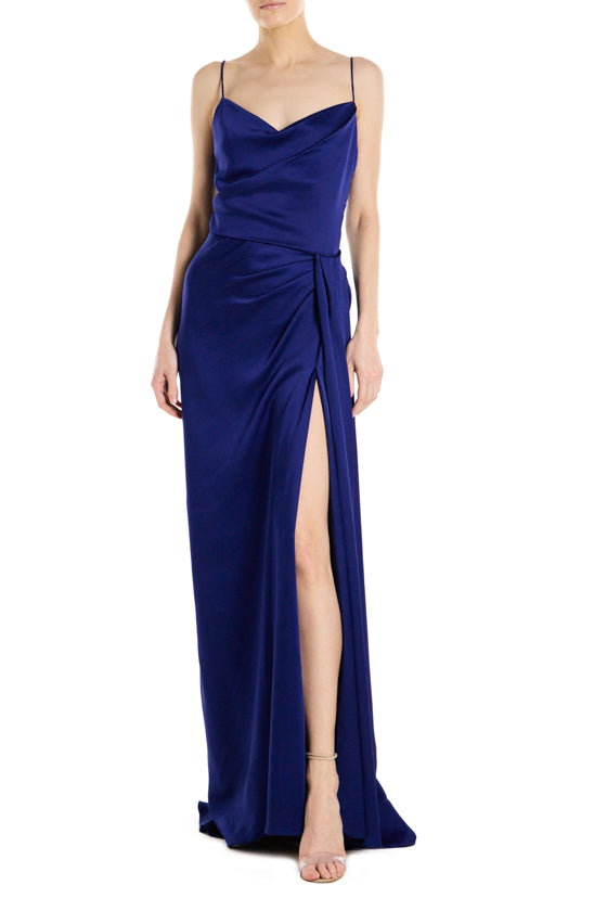 Draped Gown with Front Slit