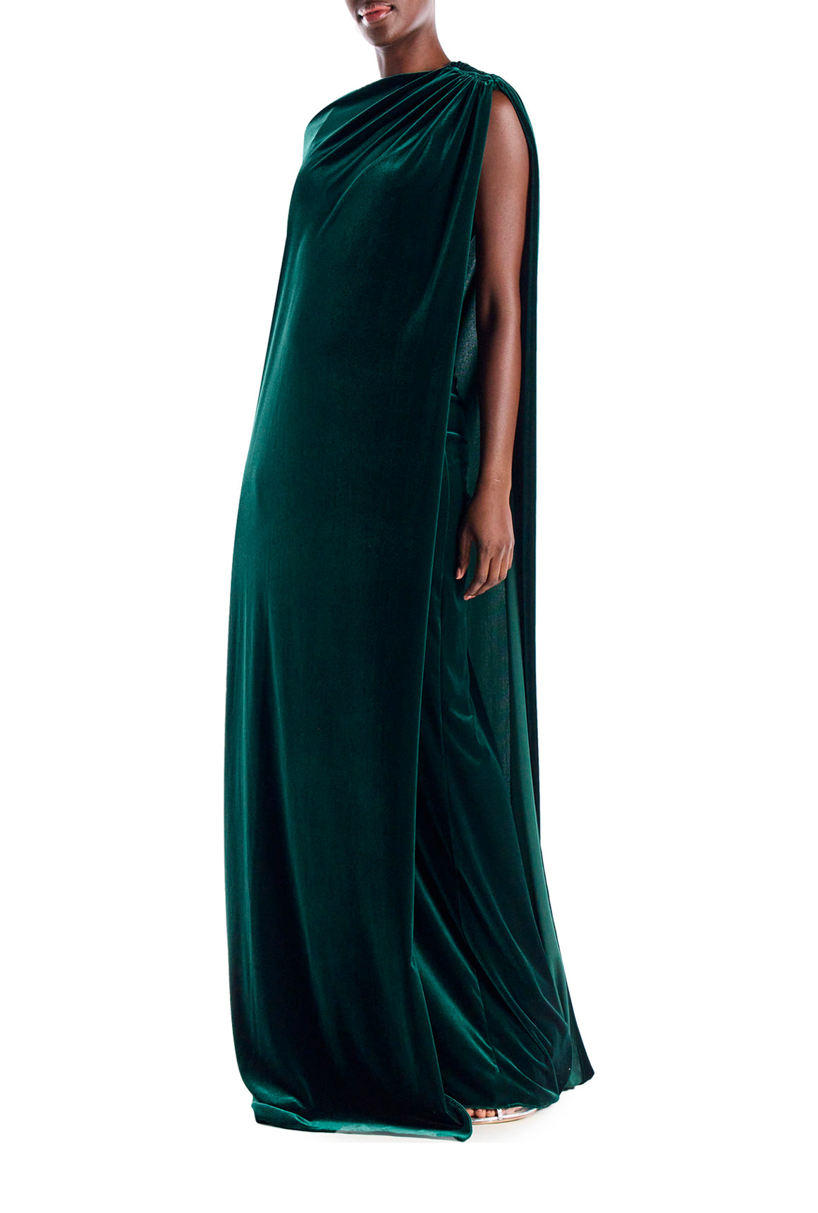 Draped Floor Length Velour Cape