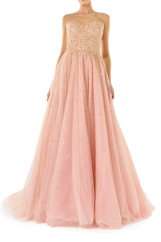 Strapless Embroidered Ball Gown