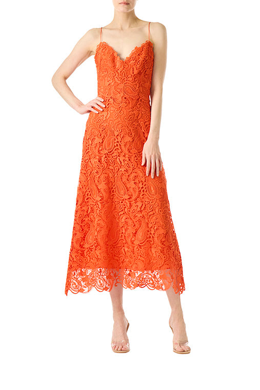 Spaghetti Strap Lace Midi Dress