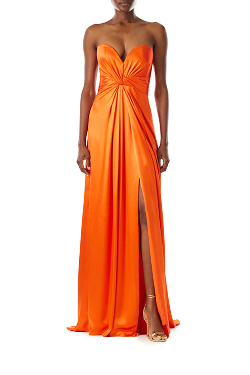 Strapless Draped Satin Gown