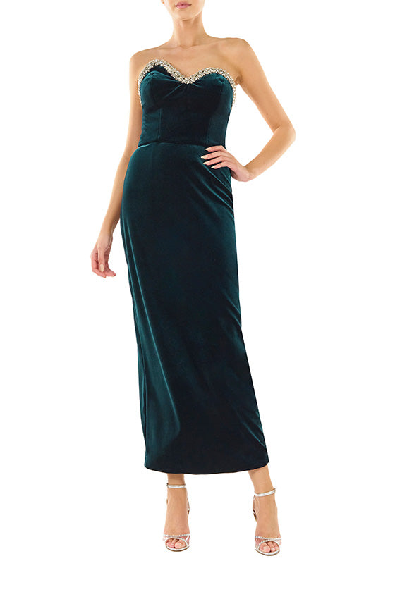 Strapless Velvet Column Dress