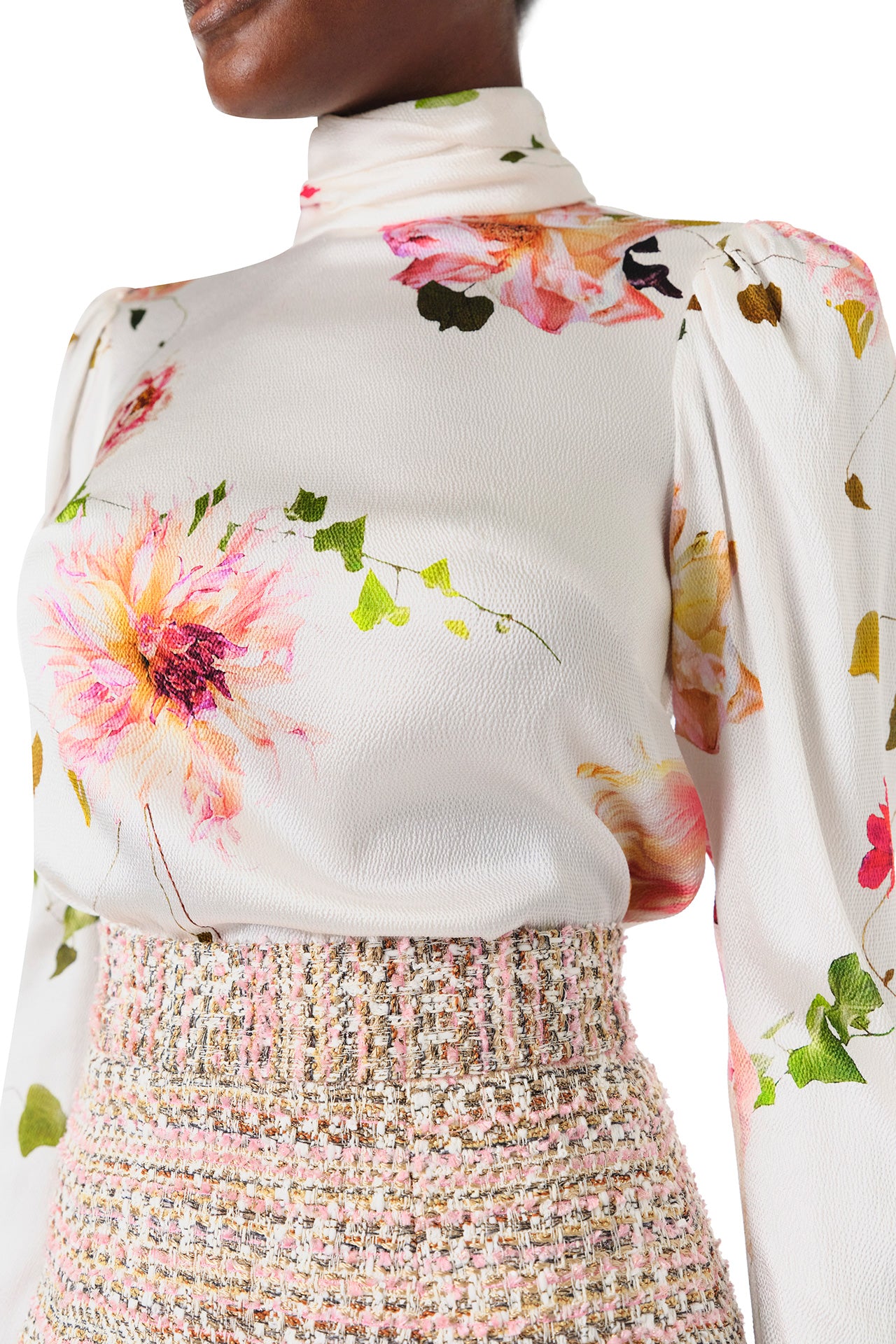 High Neck Floral Blouse