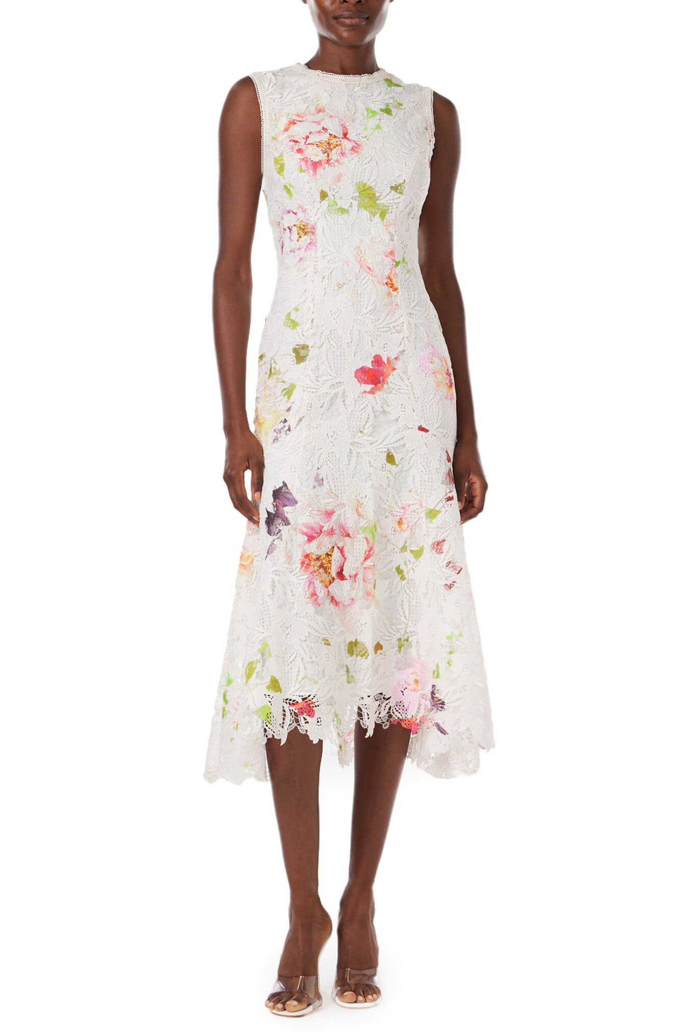 Floral Printed Lace Midi Dress