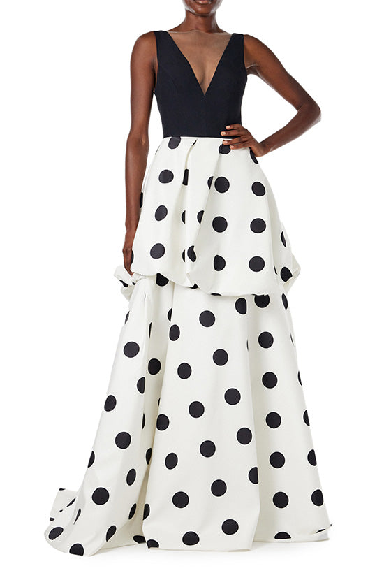 Polka Dot V-Neck Gown