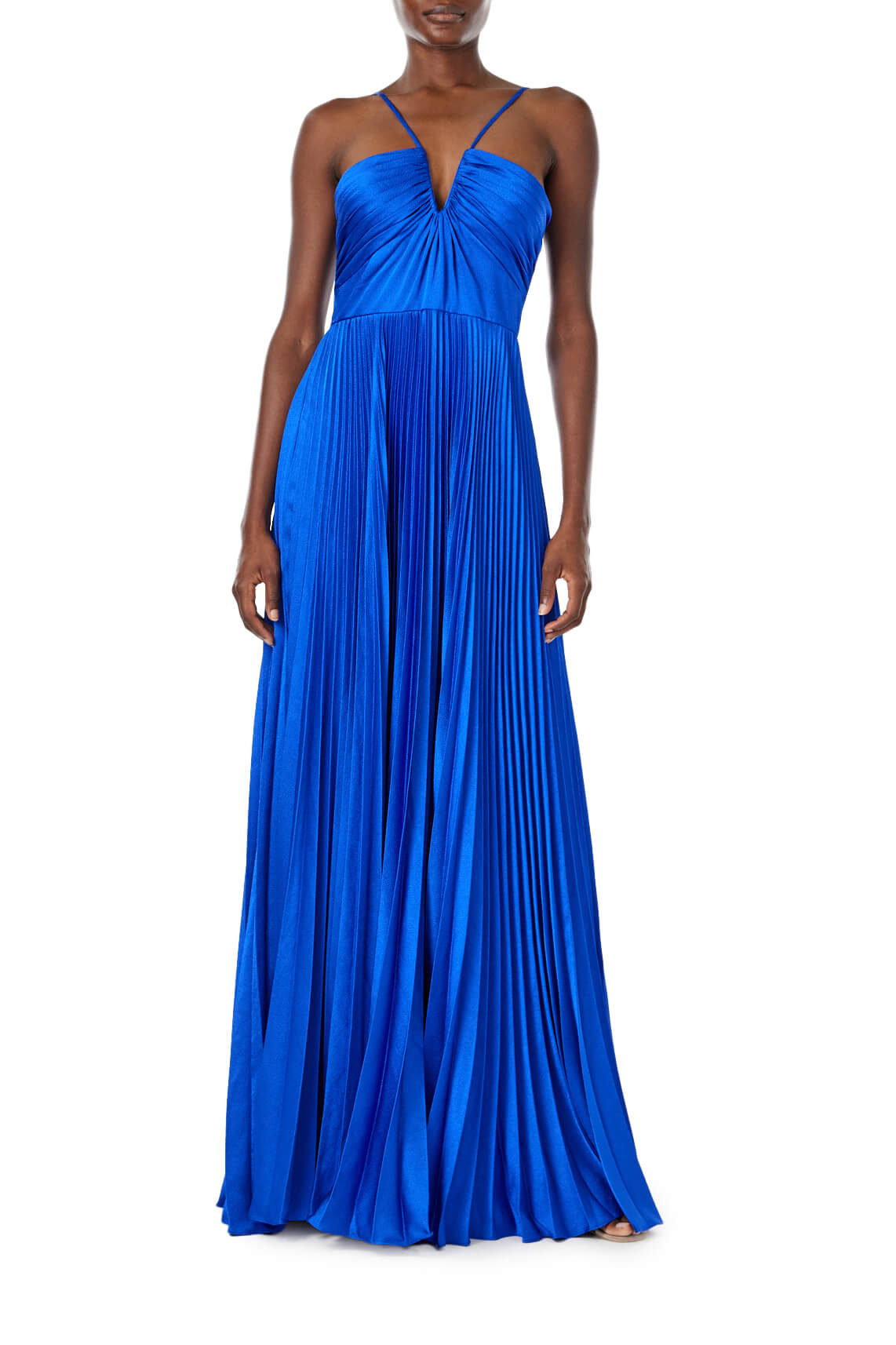 Blue Hammered Satin Gown