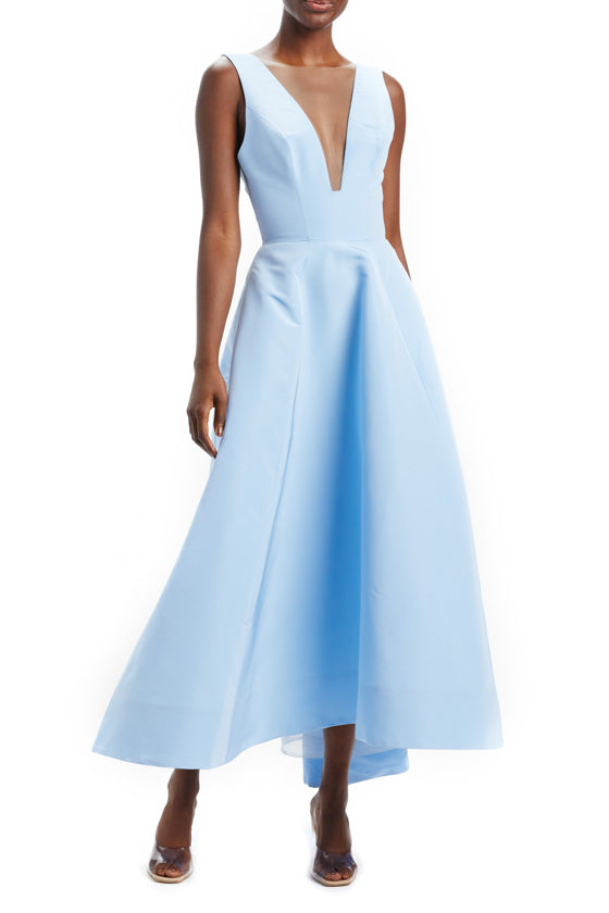 Sky Blue V-Neck Midi Dress