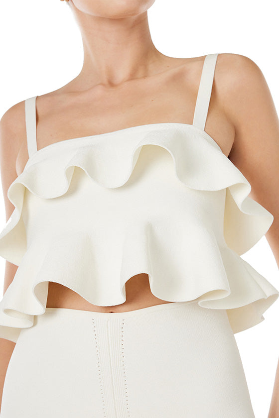 Cropped Ruffle Knit Top