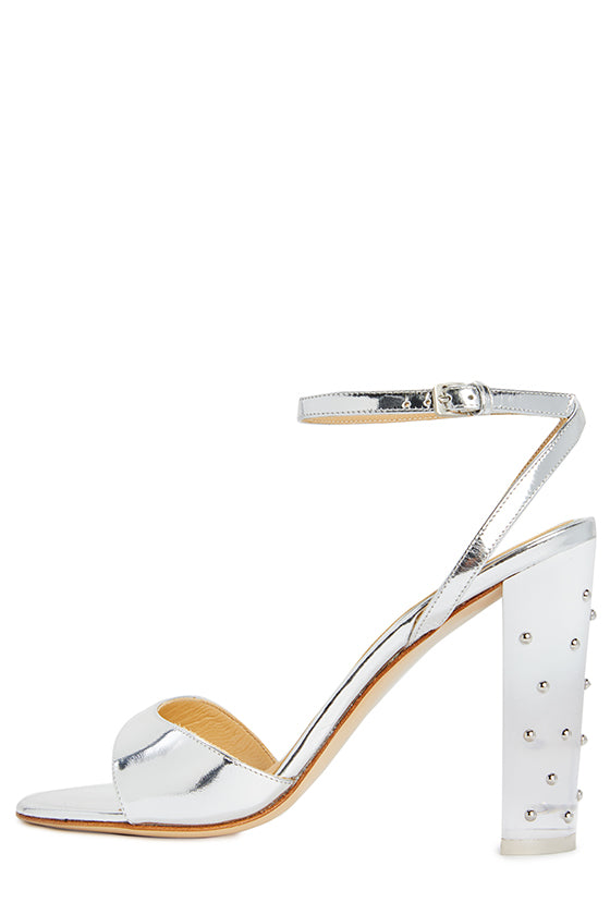 Harper Leather Studded Lucite Heel